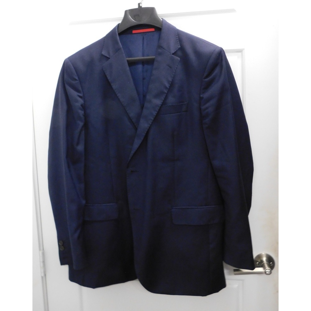 Carolina Herrera 46R Navy Blue Wool Blazer Jacket 2 Button